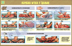 Плакат "Обработка мяса в столовой"
